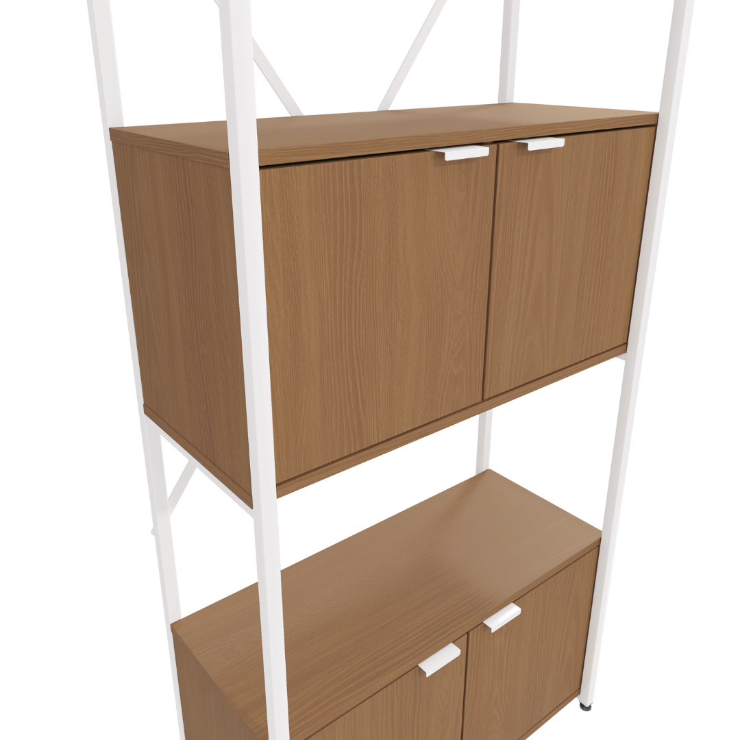 Estante Kappesberg com Portas e 3 Prateleiras LI018 Canela e Branco