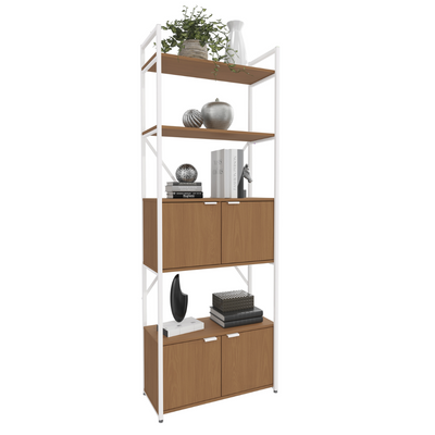 Estante Kappesberg com Portas e 3 Prateleiras LI018 Canela e Branco