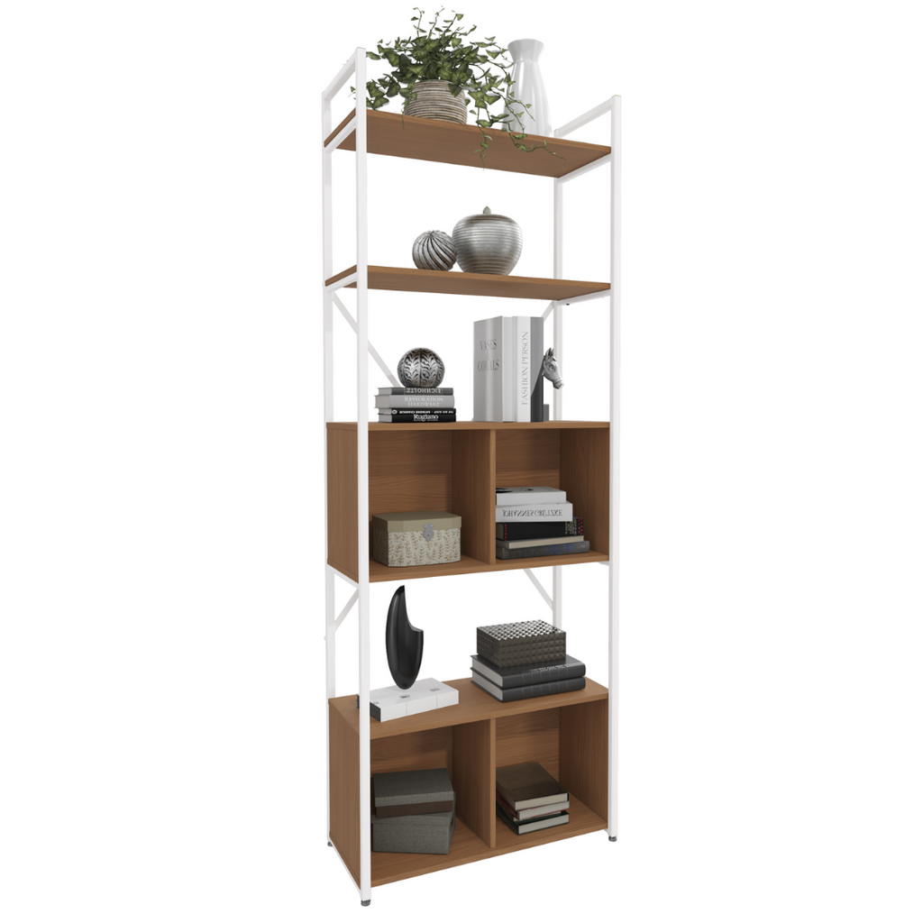 Estante Kappesberg com Portas e 3 Prateleiras LI018 Canela e Branco