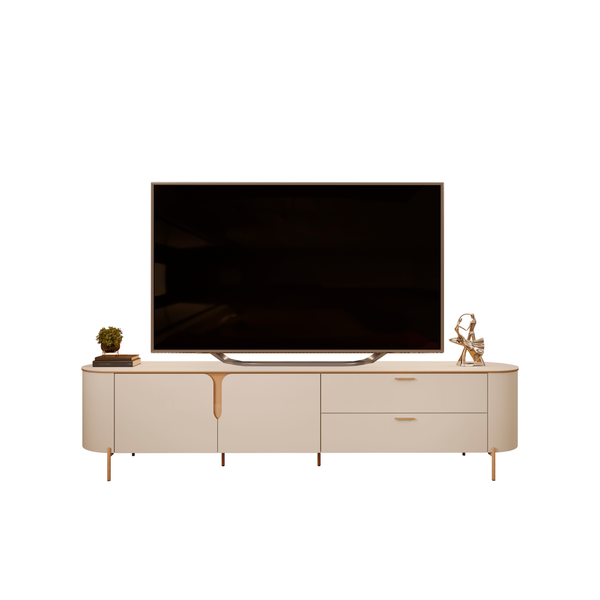 Rack Celine 241cm 100% MDF DJ Móveis 2 Portas 2 Gavetas Off White