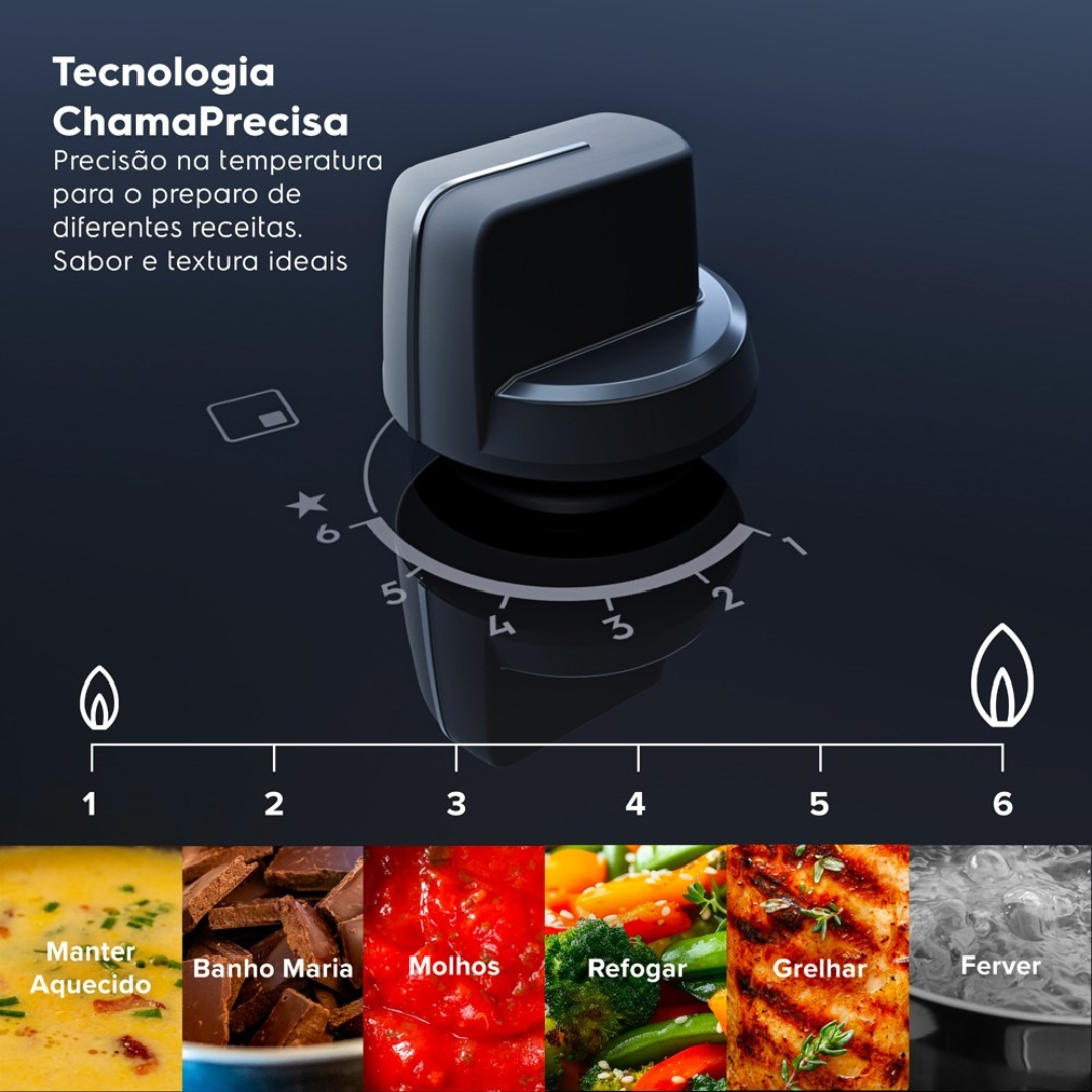 Cooktop a Gás Electrolux 5 Bocas KE5PS Pro Series Multi Chama Preto Bivolt