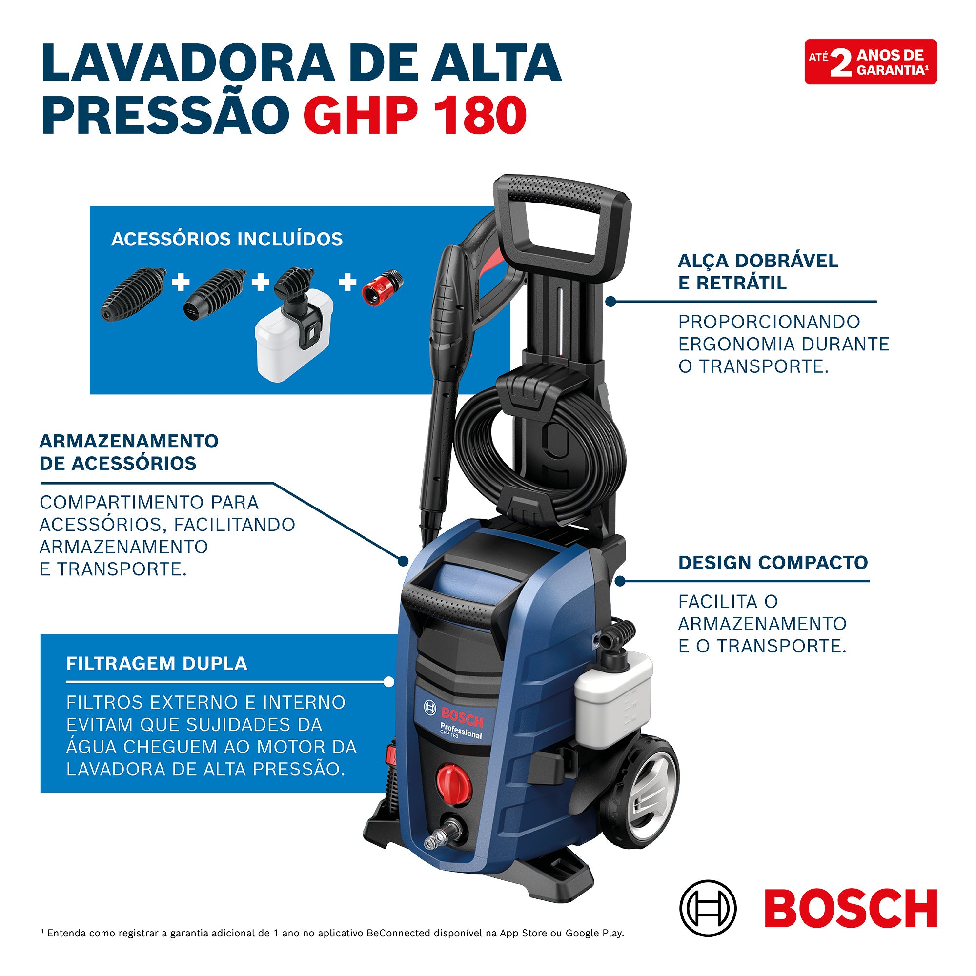 Lavadora de Alta Pressão Bosch GHP 180 1800PSI 220V