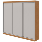 Roupeiro Quadrix Lopas 230cm 3 Portas Correr 100% MDF Flex  Off White e Amêndoa
