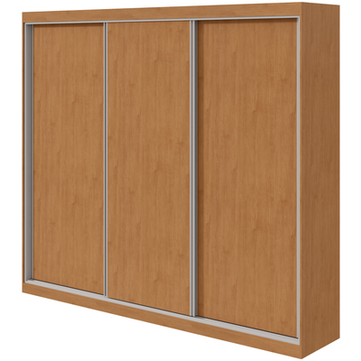 Roupeiro Quadrix Lopas 230cm 3 Portas Correr 100% MDF Flex  Off White e Amêndoa