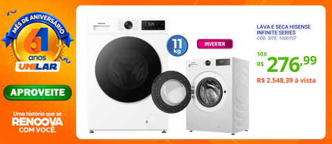 Lava e Seca Hisense 11KG Infinite Series Compacta Fit Inverter 220V