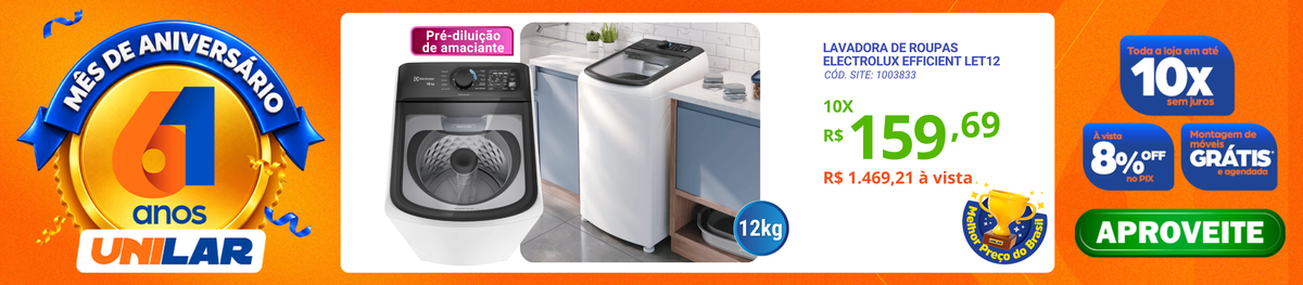 Lavadora de Roupas Electrolux Efficient 12kg LET12 Branco 220V