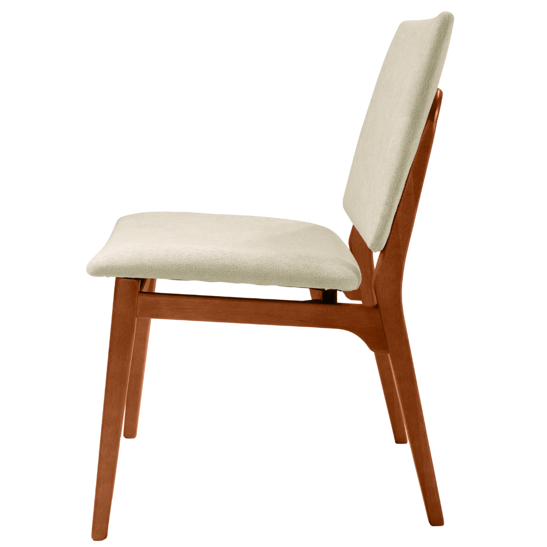 Cadeira Giulia Ferrati Madeira Champanhe Linho Off White