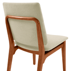 Cadeira Giulia Ferrati Madeira Champanhe Linho Off White