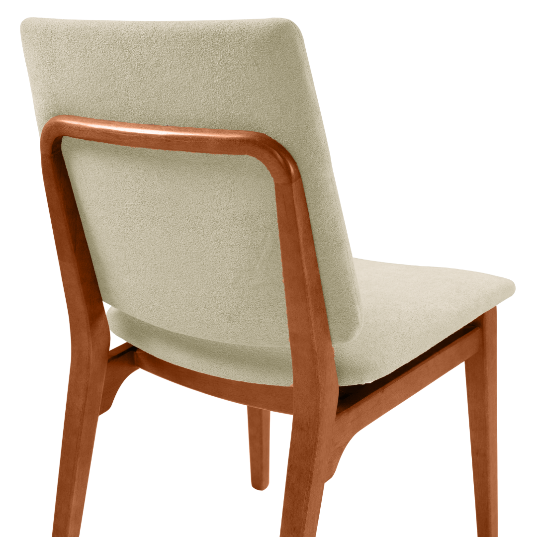 Cadeira Giulia Ferrati Madeira Champanhe Linho Off White