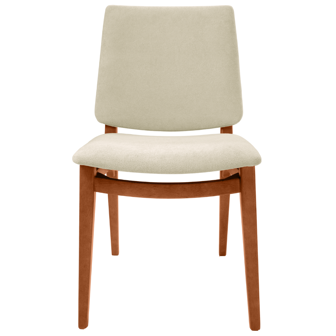 Cadeira Giulia Ferrati Madeira Champanhe Linho Off White