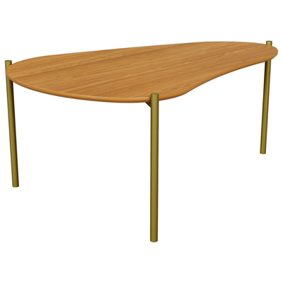 Mesa de Centro Orgânica Dalla Costa 90cm TB627 Pés Dourados Freijó