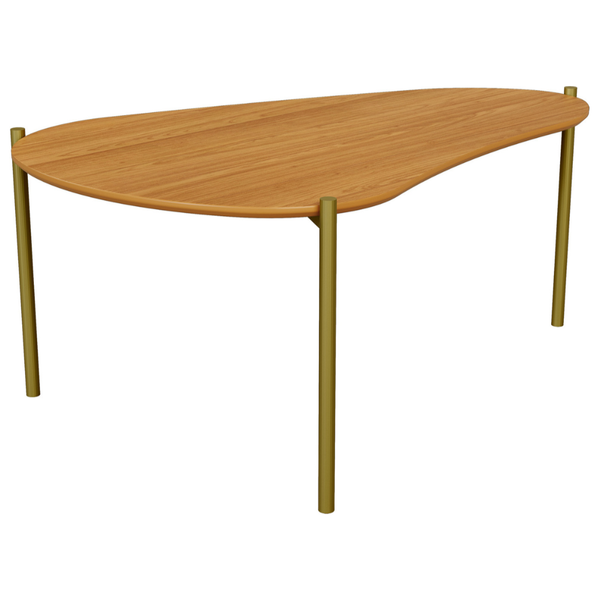 Mesa de Centro Orgânica Dalla Costa 90cm TB627 Pés Dourados Freijó
