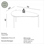 Mesa de Centro Orgânica Dalla Costa 90cm TB627 Pés Dourados Freijó