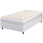 Conjunto Cama Box C1927 Solteiro Herval 88x188x63cm Molas Ensacadas Fendi e Branco