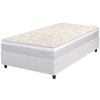 Conjunto Cama Box C1927 Solteiro Herval 88x188x63cm Molas Ensacadas Fendi e Branco