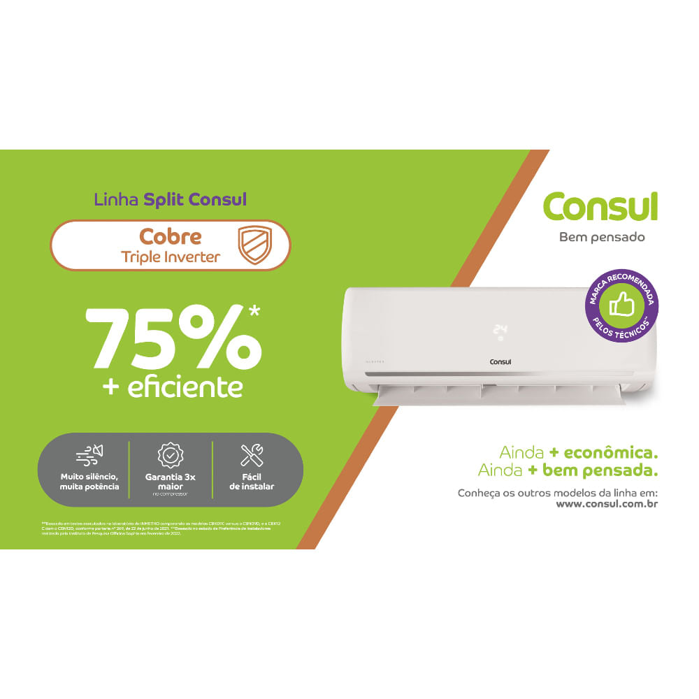 Ar-Condicionado Split Consul Triple Inverter 12000 BTUs Quente e Frio CBR12CB Bivolt