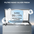 Freezer Horizontal Midea 234L MDRC321FFA Inverter Iluminação em LED Prata Bivolt