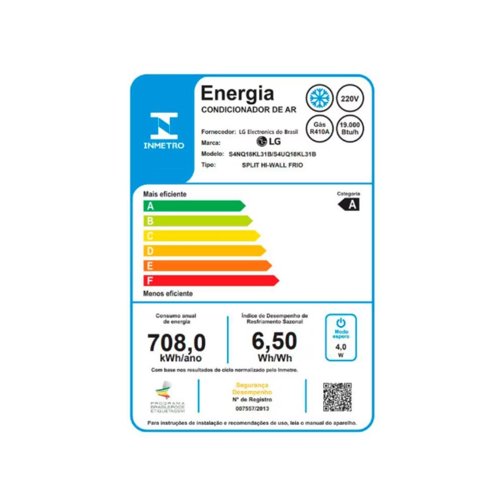 Ar-Condicionado LG Dual Inverter Voice 18000 BTUs com Wi-Fi S4-Q18KL31B Frio 220V