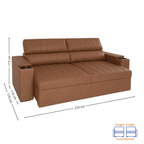 Sofá Genova 210cm Maggiore 2 Assentos Retráteis com Encostos Reclináveis Courissimo Marrom