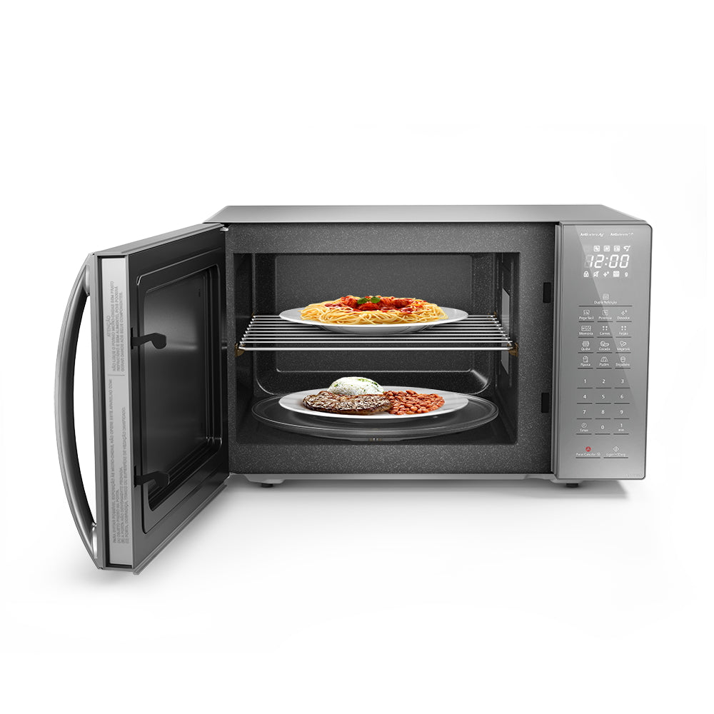 Micro-ondas Panasonic 34L Antiaderente Função Pega Fácil Inox 220V