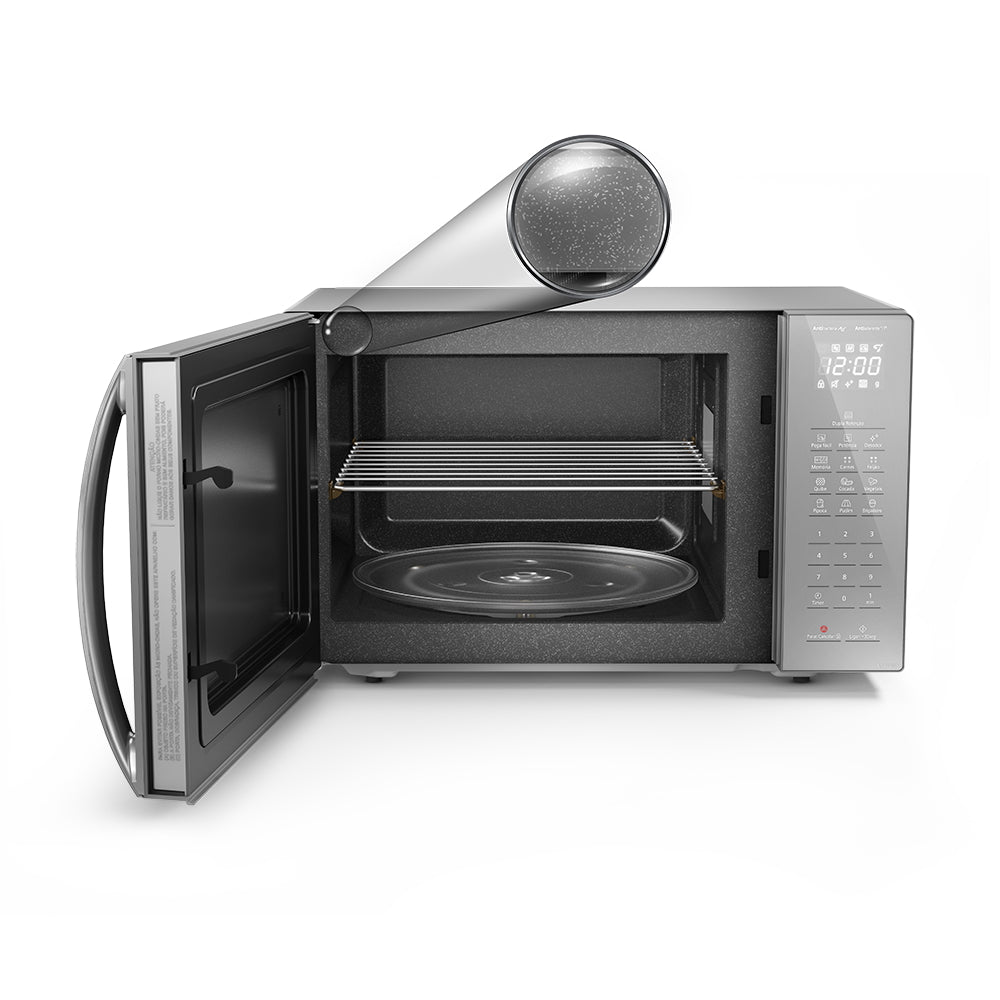 Micro-ondas Panasonic 34L Antiaderente Função Pega Fácil Inox 220V