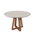 Mesa Redonda Bennett Província 115 Natural Tampo Madeira com Vidro Off White