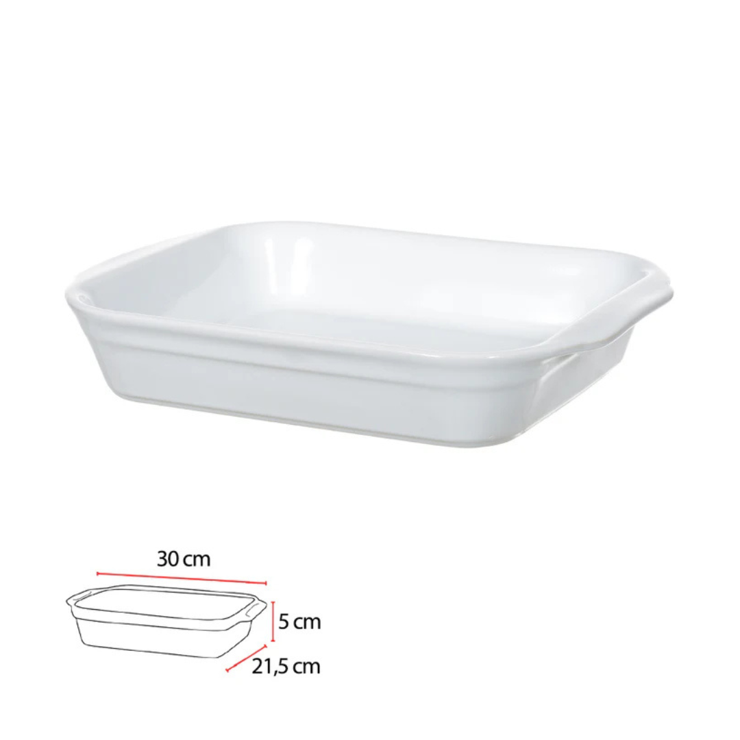 Refratário de Cerâmica Florarte com Alça 30cm Branco