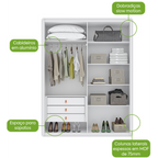 Roupeiro Loop Lopas 184cm 100% MDF 4 Portas Branco