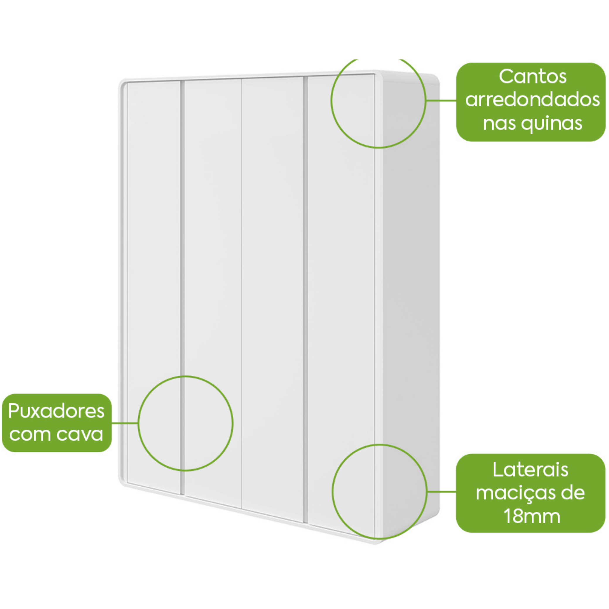 Roupeiro Loop Lopas 184cm 100% MDF 4 Portas Branco