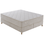 Conjunto Cama Box Multi Suportt Queen Ecoflex 158x198x57cm Miracoil Bouclê Bege