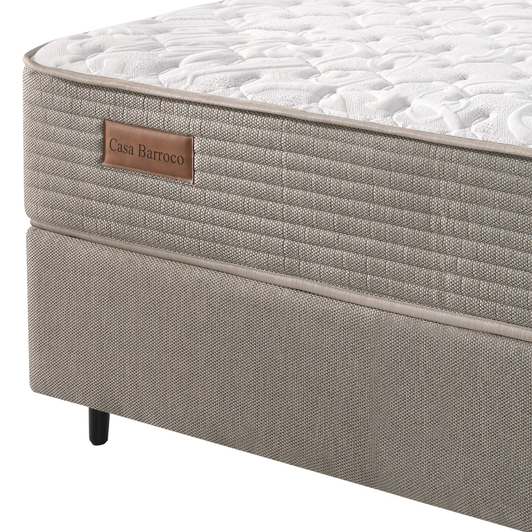 Conjunto Cama Box Capitólio Queen Ecoflex 158x198x65cm Molas Ensacadas (PHP) Bege