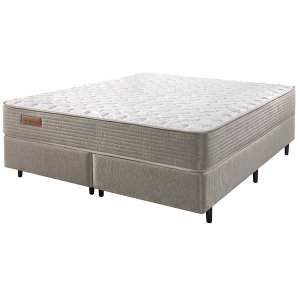 Conjunto Cama Box Capitólio Queen Ecoflex 158x198x65cm Molas Ensacadas (PHP) Bege
