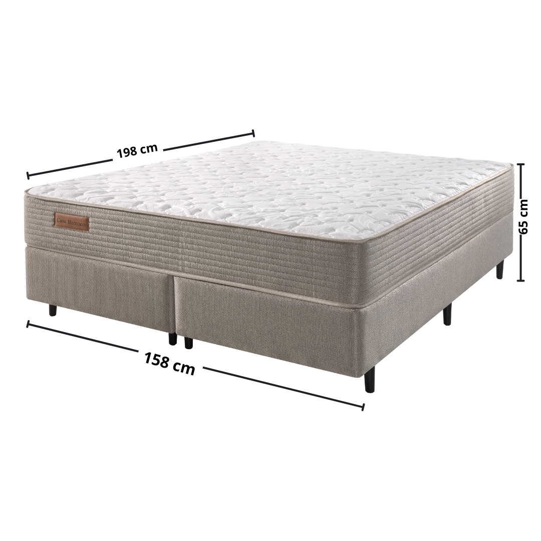 Conjunto Cama Box Capitólio Queen Ecoflex 158x198x65cm Molas Ensacadas (PHP) Bege