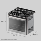 Fogão de Embutir 5 Bocas Experience FE5EC Electrolux Cinza Mesa de Vidro Grill PerfectCook 220V