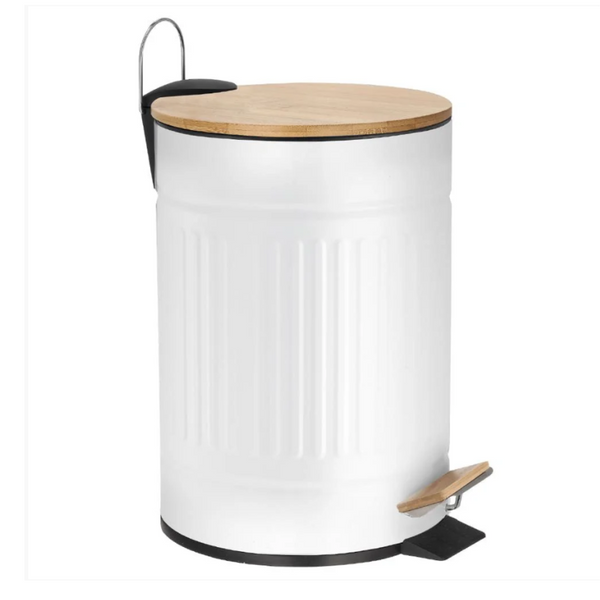 Lixeira Fluted 12L  Jolitex com Pedal Branco