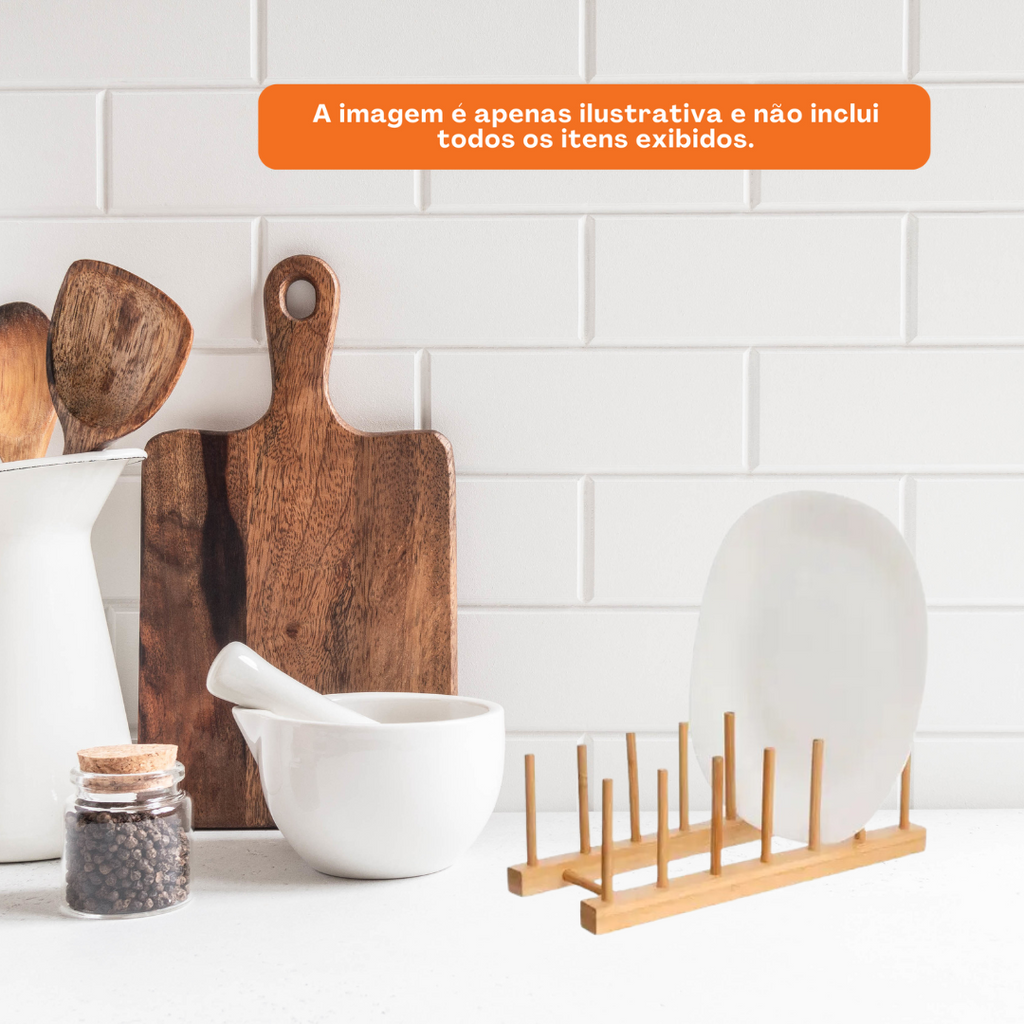 Suporte de Pratos Etilux 6 lugares 30cm Bambu