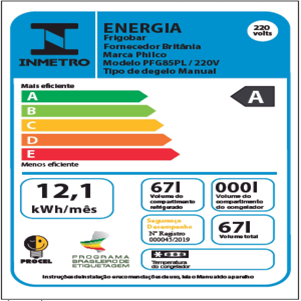 Frigobar Philco com Controle de Temperatura 67 Litros PFG85PL Inox 220V