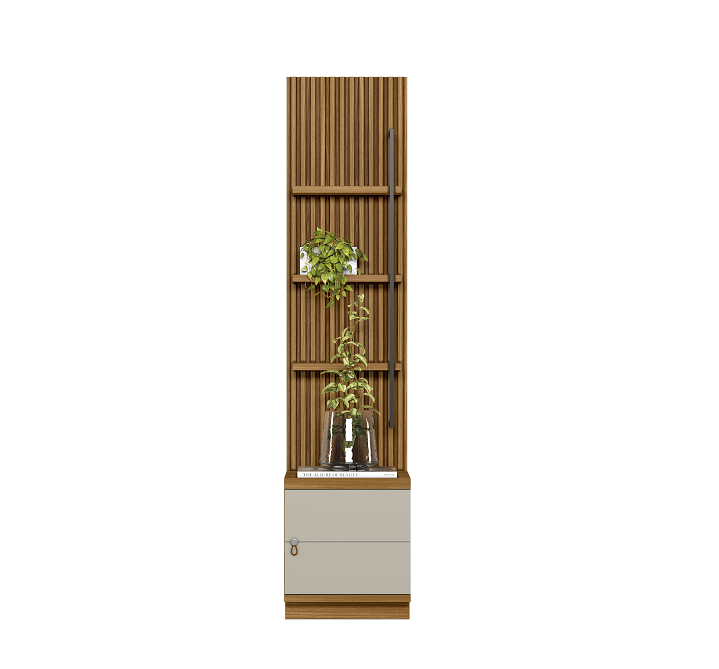 Módulo Lateral para Rack com Painel Ouro Preto Linea 44cm Nature e Off White