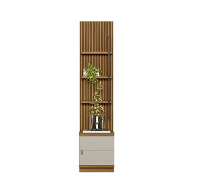 Módulo Lateral para Rack com Painel Ouro Preto Linea 44cm Nature e Off White