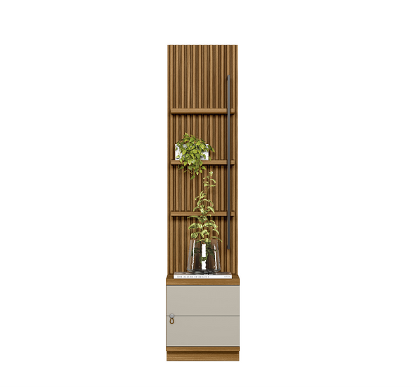 Módulo Lateral para Rack com Painel Ouro Preto Linea 44cm Nature e Off White