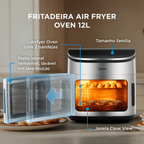 Fritadeira Elétrica Sem Óleo AirFryer 12L Midea Oven Digital Inox 220V