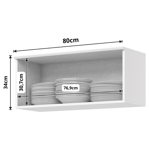 Armário Aéreo de Cozinha Americana Henn 100% MDF 1 Porta Basculante 80cm Branco HP