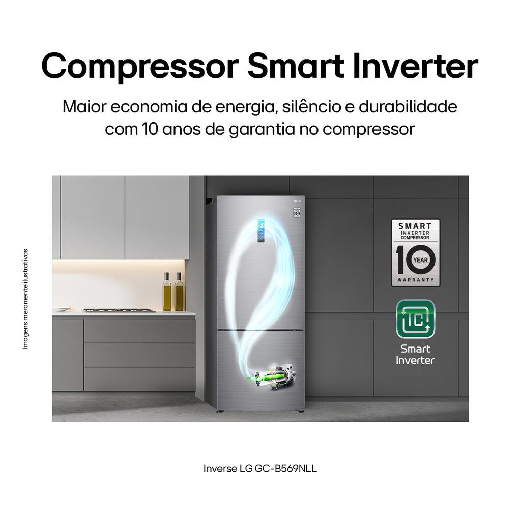 Refrigerador LG 462L Inverter Duplex Smart Inverse Inox 220V