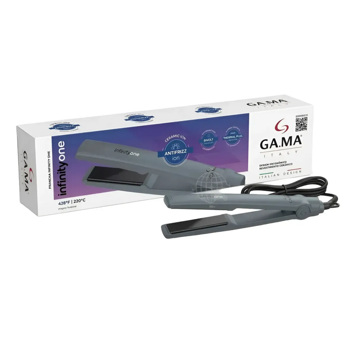 Prancha Gama Cerâmica Infinity One 220°C Cinza 220V