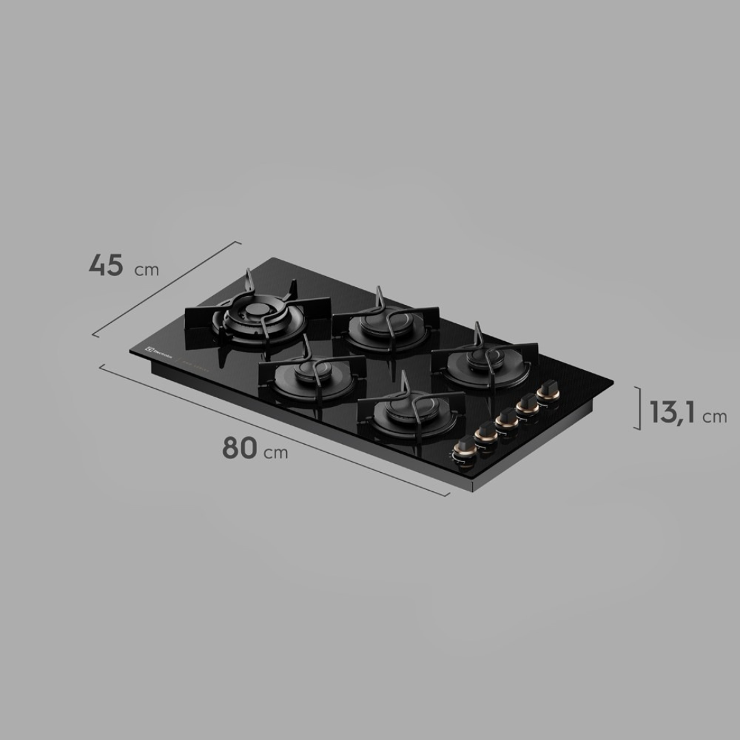 Cooktop a Gás Electrolux 5 Bocas KE5PS Pro Series Multi Chama Preto Bivolt