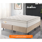 Conjunto Cama Box High Spring King Size Ecoflex 193x203x70cm Molas Superlastic Bege