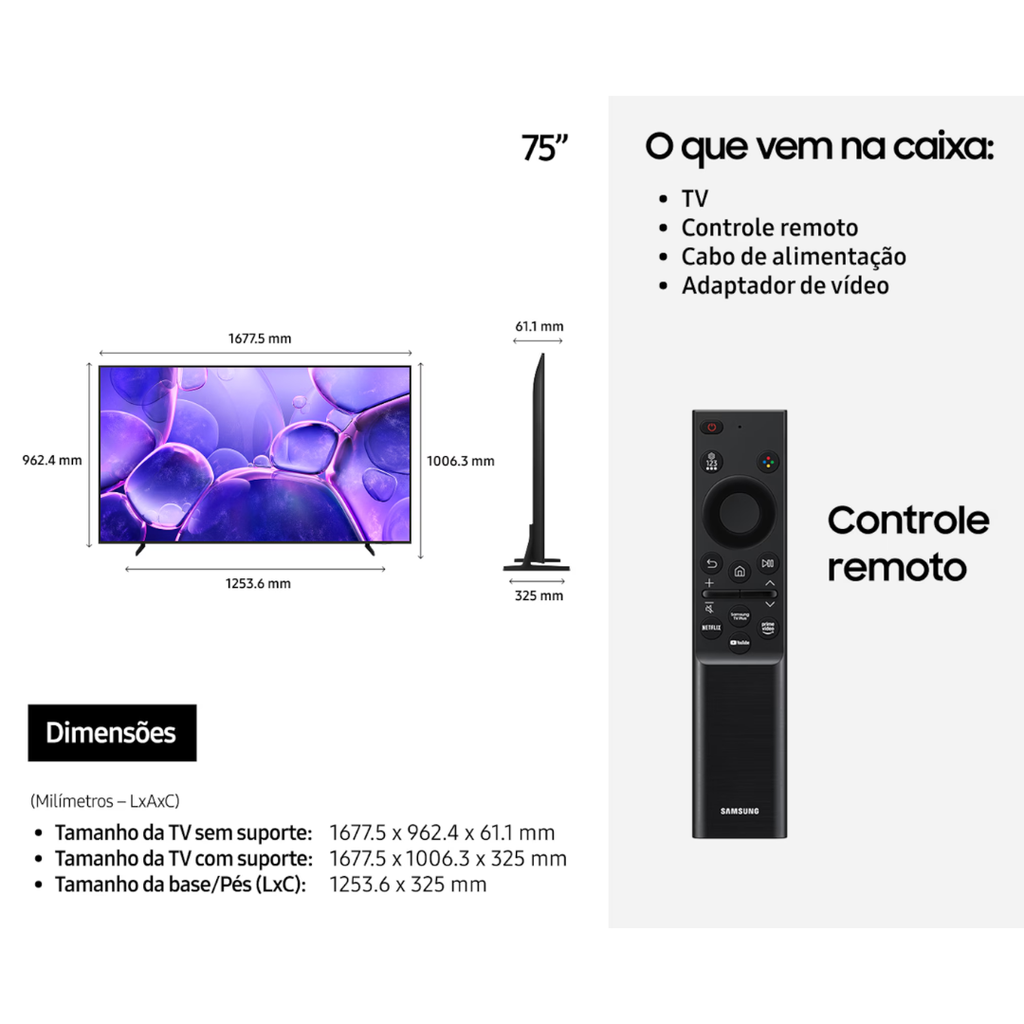 Smart TV Led 75" 4K UHD Samsung UN75U81 Crystal Bivolt