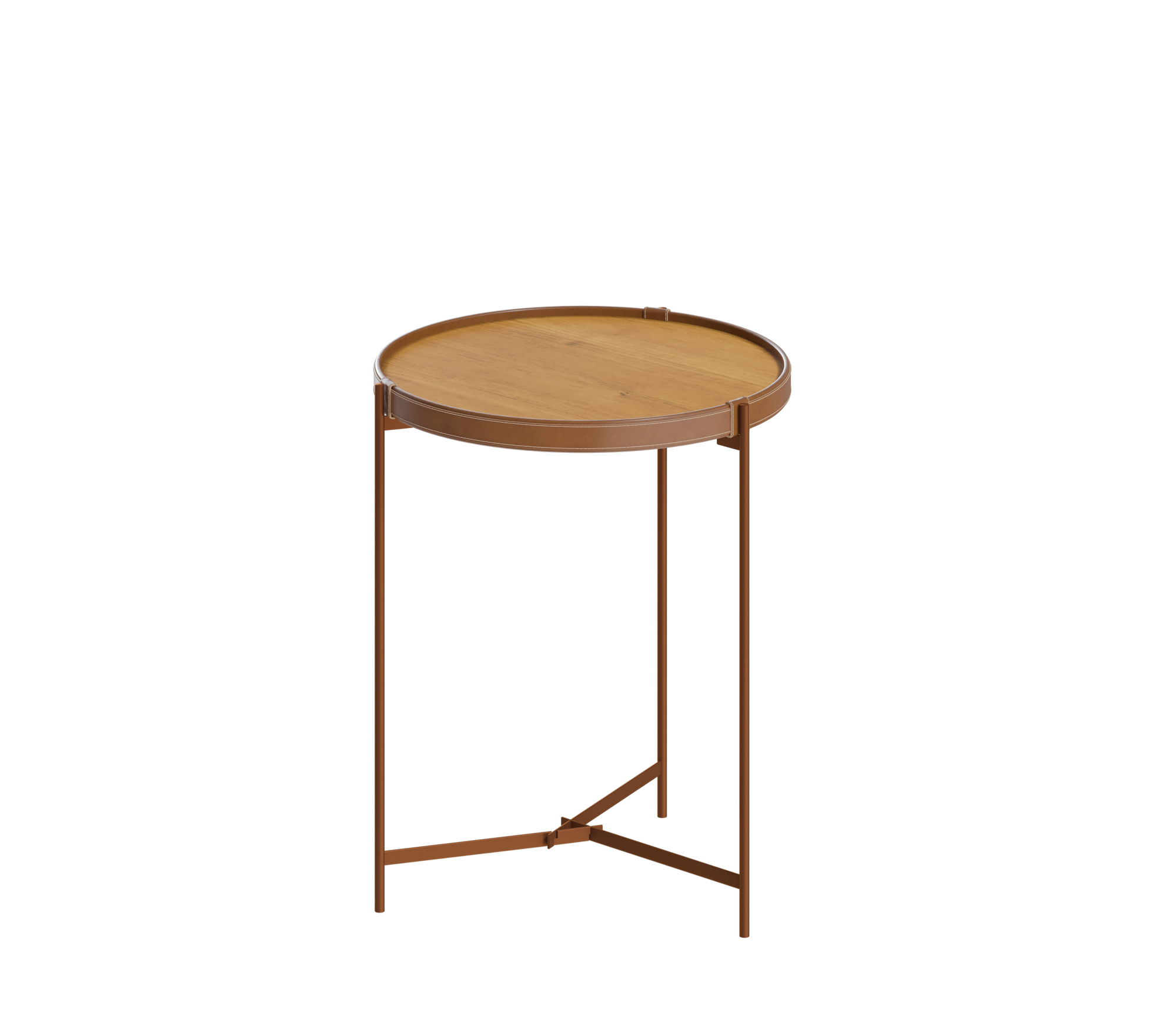 Mesa Lateral Redonda Aqua Imcal 46x65cm Nature e Cobre