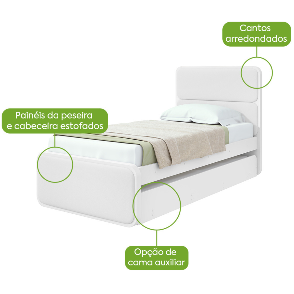 Cama Bibox Loop Lopas Com Cama Auxiliar Branco
