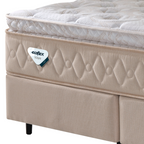 Conjunto Cama Box Lush King Size Ecoflex 193x203x72cm Molas Ensacadas Linho Bege